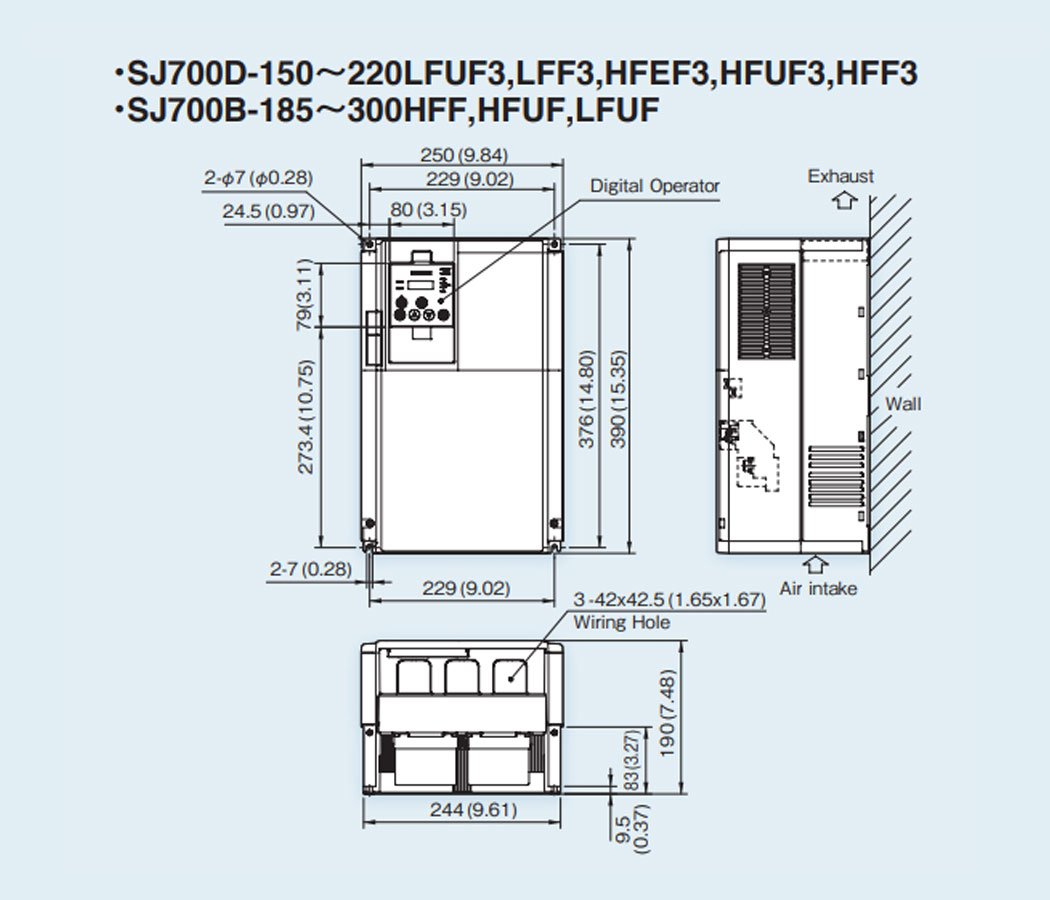 Hitachi SJ700D-150LFUF3 AC Drive - Image 2